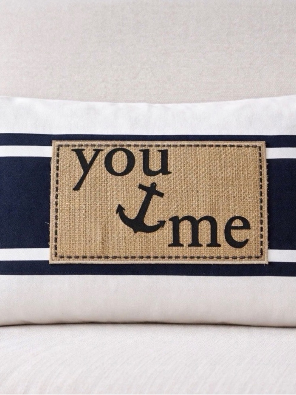 You & Me Nautical Accent Pillow - Navy and Natural